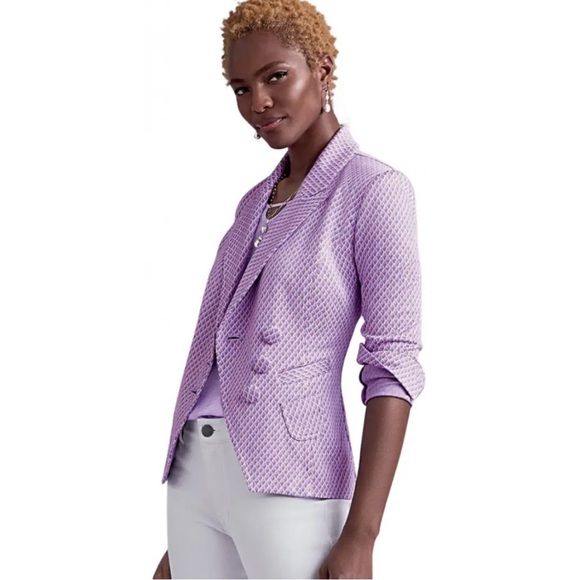 CAbi Women’s Purple Patterned Button Blazer Size Medium - Picture 3 of 9